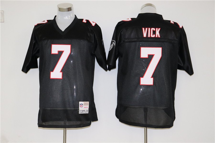 Mens Atlanta Falcons 7 Michael Vick Black Throwback Football Stitched Jersey