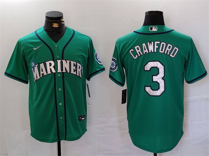 Any Size Seattle Mariners #3 J.P. Crawford Teal Green Stitched Cool Base Jersey
