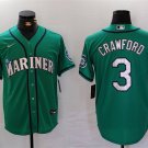 Any Size SEA #3 J.P. Crawford Teal Green Stitched Cool Base Jersey