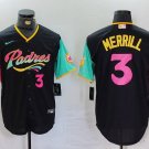 Men's SDP #3 Jackson Merrill Black Player Number Fashion Player Jersey
