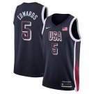 Men's Youth USA Basketball #5 Anthony Edwards Navy 2024 Swingman Stitched Jersey