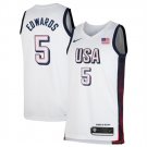 Men's Youth USA Basketball #5 Anthony Edwards White 2024 Swingman Stitched Jersey