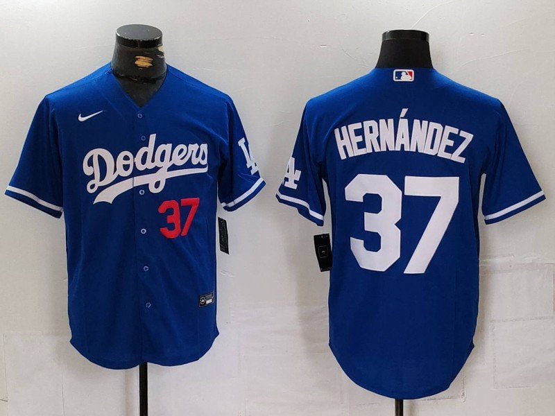 Any Size LAD #37 Teoscar Hernandez 2024 Number Blue Stitched Player Jersey