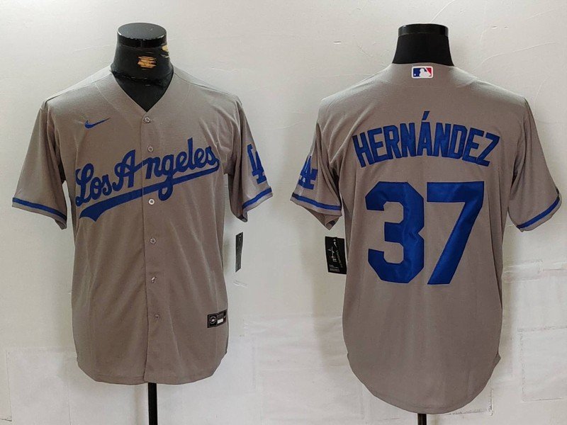 All Size LAD #37 Teoscar Hernandez Gray 2024 Away Stitched Player Jersey