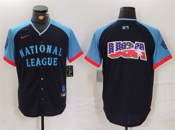 Any Size National League Navy 2024 All-Star Big Logo USA Stitched Player Jersey