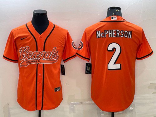 Any Size Cincinnati Bengals #2 Evan McPherson Orange With Patch Cool Base Jersey