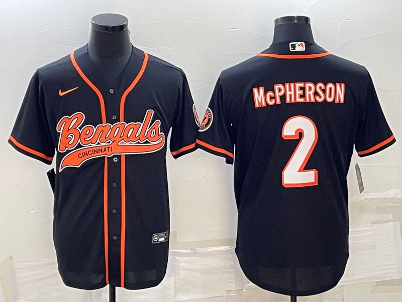 Any Size Cincinnati Bengals #2 Evan McPherson Navy With Patch Cool Base Jersey