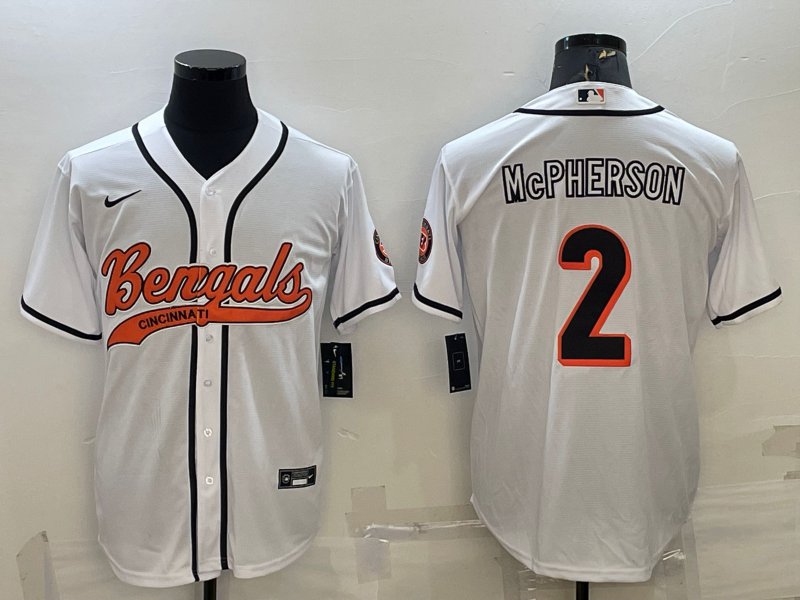 Any Size Cincinnati Bengals #2 Evan McPherson White With Patch Cool Base Jersey