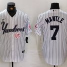 Men's NYY #7 Mickey Mantle 3nd White Pinstripe Fashion Cool Base Jersey