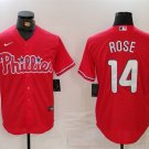 Men's PHI #14 Pete Rose Red Cool Base Stitched Jersey