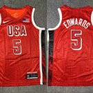 Men's USA Basketball #5 Anthony Edwards Red 2024 Swingman Stitched Jersey