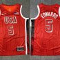 Men's USA Basketball #5 Anthony Edwards Red 2024 Swingman Stitched Jersey