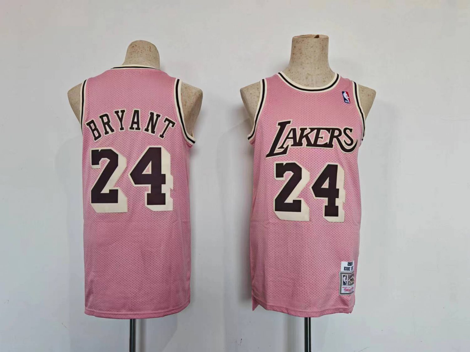 Men's Lakers #24 Kobe Bryant Throwback Basketball Jersey Pink Black