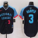 All Size National League #3 Bryce Harper Navy 2024 All-Star Player Jersey