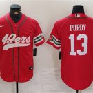 Men's San Francisco 49ers #13 Brock Purdy Red With Patch Cool Base Stitched Jersey