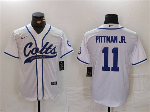 Men's Indianapolis Colts #11 Michael Pittman Jr. White Cool Base Stitched Player Jersey
