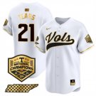Men's Tennessee Volunteers #21 Kavares Tears White Gold 2024 Champions Vapor Player Jersey