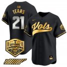 Men's Tennessee Volunteers #21 Kavares Tears Black Gold 2024 Champions Vapor Player Jersey