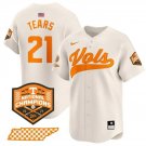 Men's Tennessee Volunteers #21 Kavares Tears Cream 2024 Champions Vapor Player Jersey