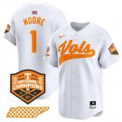 Men's Tennessee Volunteers #1 Christian Moore White 2024 Champions Vapor Player Jersey