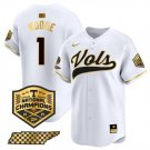 Men's Tennessee Volunteers #1 Christian Moore White Gold 2024 Champions Vapor Player Jersey