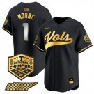 Men's Tennessee Volunteers #1 Christian Moore Black Gold 2024 Champions Vapor Player Jersey