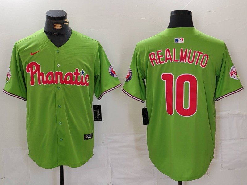 Men's PHI #10 JT Realmuto Green Stitched Cool Player Jersey