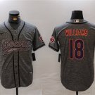 Men's Chicago Bears #18 Caleb Williams Grey With Patch Cool Base Stitched Jersey