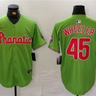 Any Size PHI #45 Zack Wheeler Green With Patch Stitched Jersey
