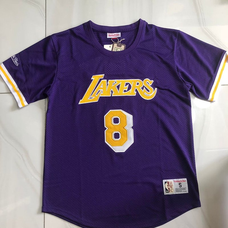 Men's Lakers #8 Kobe Bryant Mitchell & Ness Basketball Sleeve Short Purple