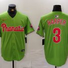 All Size PHI #3 Bryce Harper Green Stitched Cool Base Jersey
