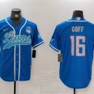 Men's Detroit Lions #16 Jared Goff Blue With 90th Anniversary Patch Cool Base Stitched Jersey