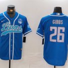 Men's Detroit Lions #26 Jahmyr Gibbs Blue With 90th Anniversary Patch Cool Base Stitched Jersey