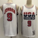 Men's USA Basketball #9 Michael Jordan 1992 White Throwback Stitched Jersey