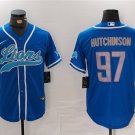 Men's Detroit Lions #97 Aidan Hutchinson Blue Cool Base Stitched Player Jersey