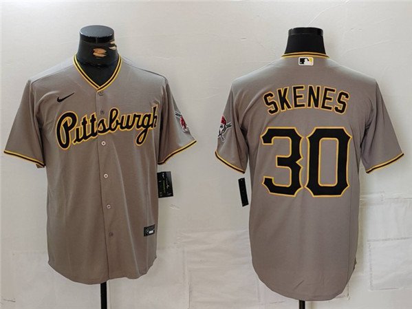 All Size PIT #30 Paul Skenes Gray Road Cool Player Jersey