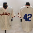 Men's SFG #42 Jackie Robinson Cream Stitched Cool Base Jersey
