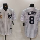 Men's New York Yankees #8 Yogi Berra White Cool Base Throwback Jersey