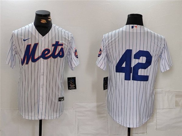 Men's NYM#42 Jackie Robinson White Cool Base Stitched Player Jersey
