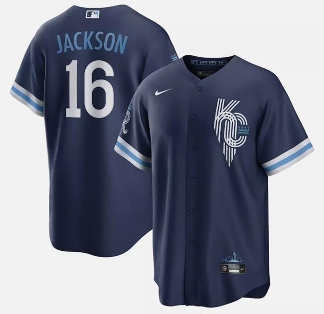 Men's KCR #16 Bo Jackson Navy City Connect Cool Base Stitched Player Jersey