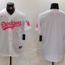 Men's LAD Team Big Logo White Pink Vin & Kobe Patch Stitched Jersey