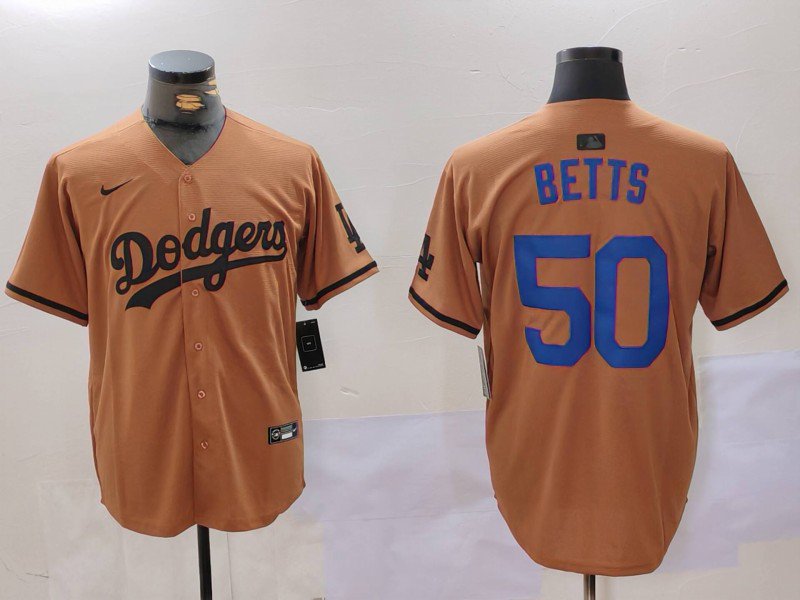Men's LAD #50 Mookie Betts Olive Cool Base Limited Stitched Jersey