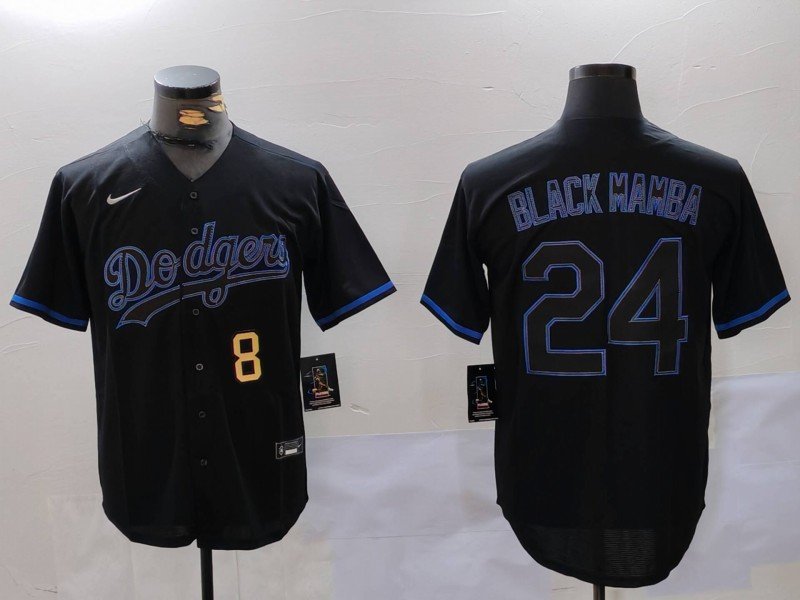 Men's LAD #8 24 Kobe Bryant Black Mamba Lights Out Black Jersey