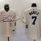 Men's New York Yankees #7 Mickey Mantle Cream Limited Stitched Player Jerseys