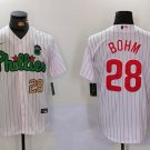 Men's PHI #28 Alec Bohm White Green Cool Base Jersey