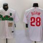 Men's PHI #28 Alec Bohm White Green Cool Base Jersey