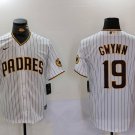 Any Size SDP #19 Tony Gwynn White Team Logo Stitched Cool Base Jersey