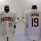 Men's SDP #19 Tony Gwynn White Team Logo Stitched Cool Base Jersey