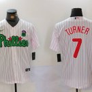 Men's PHI #7 Trea Turner White Green Cool Base Stitched Jersey