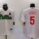 Men's PHI #5 Bryson Stott White Green Cool Base Stitched Jersey